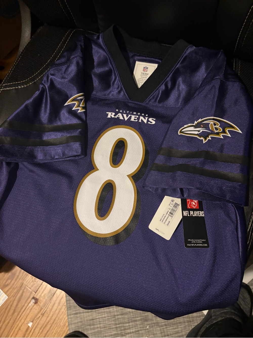 Lamar Jackson #8 NFL Youth Size Large Baltimore Ravens Jersey